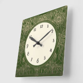 Vierkante Art Deco klok in donkergroen en goud (Hoek)