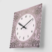 Vierkante Art Deco klok in roze (Hoek)