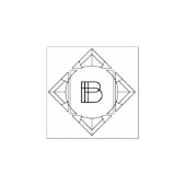 Vierkante Art Deco Letter B Monogram Rubberstempel (Afrduk)