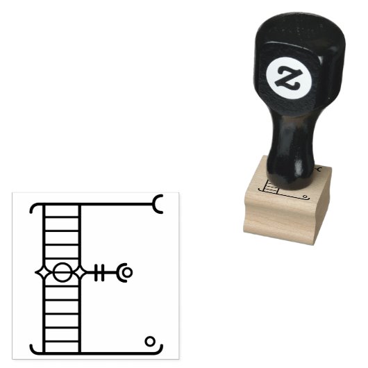Vierkante Art Deco Letter E Monogram Rubberstempel (Gestempeld)