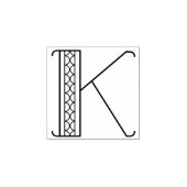Vierkante Art Deco Letter K Monogram Rubberstempel (Afrduk)