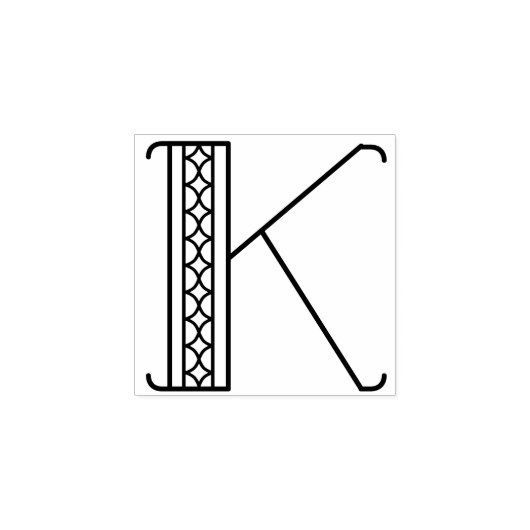 Vierkante Art Deco Letter K Monogram Rubberstempel (Afrduk)