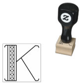 Vierkante Art Deco Letter K Monogram Rubberstempel (Gestempeld)