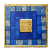 Vierkante artistieke tegel mozaïek Blauw + Goud