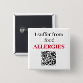Vierkante badge - ik heb last van voedselallergieë button 5,1 cm (Voorkant /achterkant)