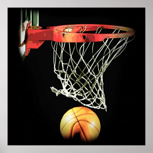 Vierkante Basketbal & Net Poster (Voorkant)