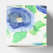 Vierkante Blauwe Aquarel Roos Bruiloft Bedankdoosjes (Bovenkant)