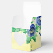 Vierkante Blauwe Aquarel Roos Bruiloft Bedankdoosjes (Geopend)