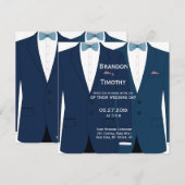 Vierkante blauwe homohuwelijksuitnodigingen kaart (Voorkant / Achterkant)