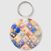 Vierkante bloem 005 sleutelhanger (Voorkant)