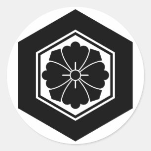 Vierkante bloem met zwaarden in schildpadpatroon ronde sticker
