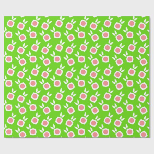 vierkante bloemen groen cadeaupapier (Vlak)