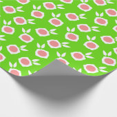 vierkante bloemen groen cadeaupapier (Hoek)