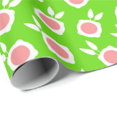 vierkante bloemen groen cadeaupapier (Rol Hoek)