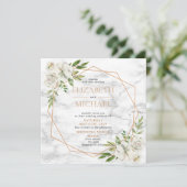 Vierkante Bloemen Koper Geometrische Marmeren Brui Kaart (Staand voorkant)