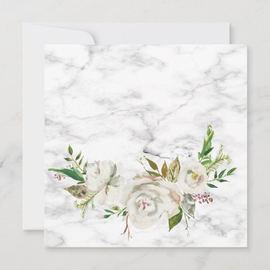 Vierkante Bloemen Koper Geometrische Marmeren Brui Kaart (Achterkant)