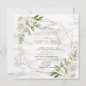 Vierkante Bloemen Koper Geometrische Marmeren Brui Kaart (Voorkant)