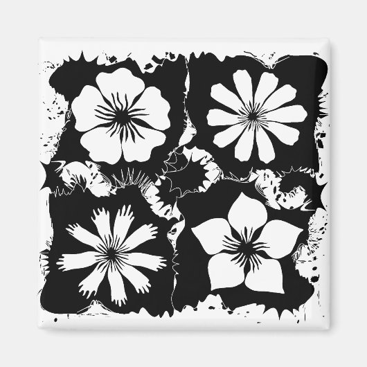 vierkante bloemen magneet (Voorkant)