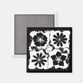 vierkante bloemen magneet (Voorkant / Achterkant)