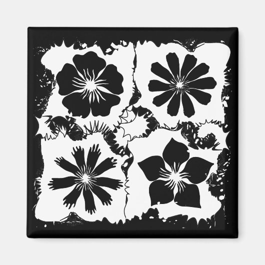 vierkante bloemen magneet (Voorkant)