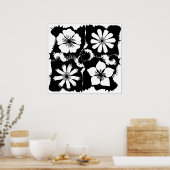 vierkante bloemen poster (Keuken)