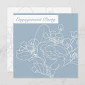 Vierkante bloemen uitnodiging (diamantblauw) (Voorkant / Achterkant)