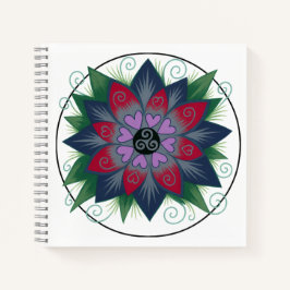 Vierkante bloemhartjes mandala notitieboek