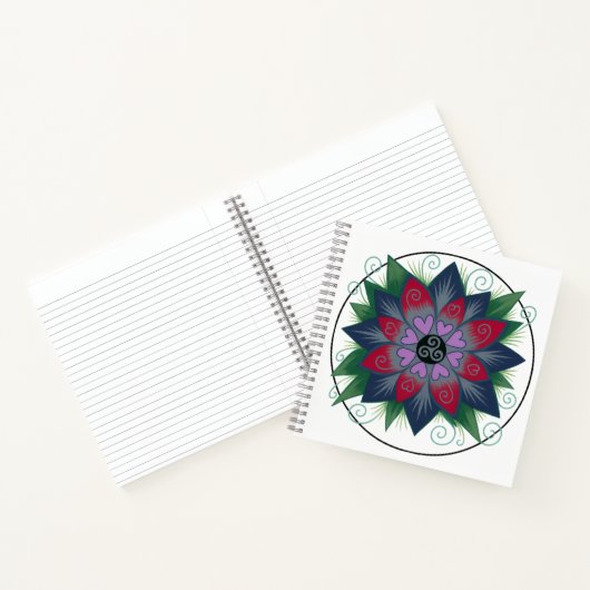 Vierkante bloemhartjes mandala notitieboek (Binnen)