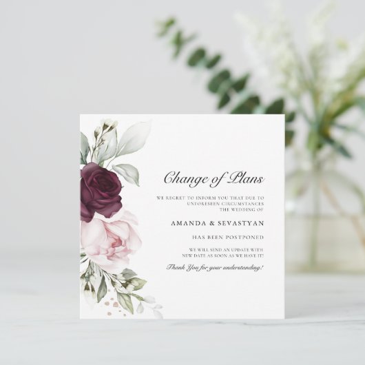 Vierkante Bloemige Boho | Wijzig Plannen Aankondi Kaart (Staand voorkant)