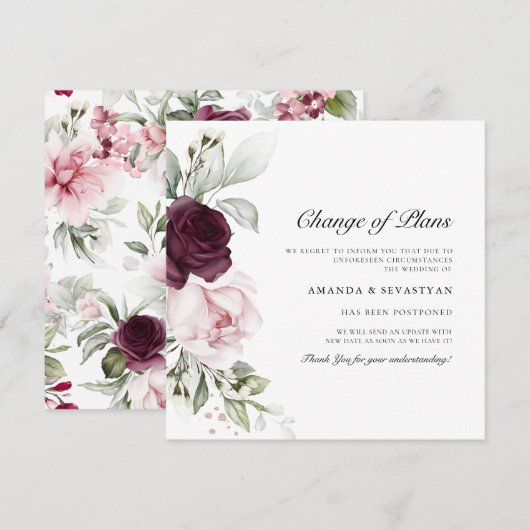 Vierkante Bloemige Boho | Wijziging van plannen  A Kaart (Voorkant / Achterkant)