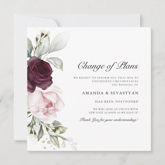 Vierkante Bloemige Boho | Wijziging van plannen A Kaart (Voorkant)