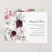 Vierkante Bloemige Boho | Wijzigingsplan  Aankondi Kaart (Voorkant / Achterkant)