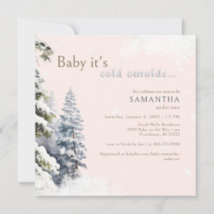 Vierkante Blush Winter Baby Het is koud buiten Dou Kaart