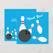 Vierkante bowling verjaardagsfeest dankkaarten bedankkaart (Voorkant / Achterkant)