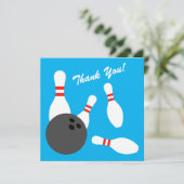 Vierkante bowling Verjaardagsfeestje dank u kaarte Bedankkaart (Staand voorkant)