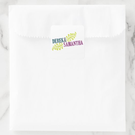 Vierkante bruiloft Logo Sticker (Tas)