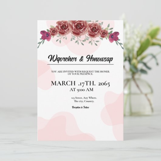 Vierkante bruiloftbruidskaart ontwerp kaart (Staand voorkant)