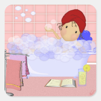 Vierkante Bubble Bath Stickers