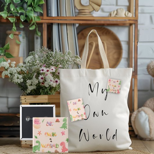 Vierkante button | Leuke dinosaurus wereld