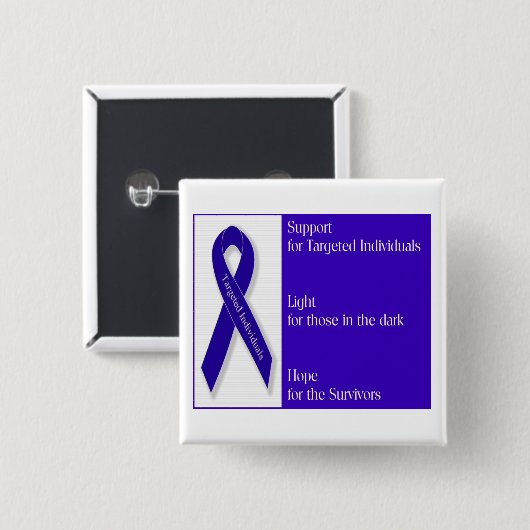 Vierkante Button met Indigo Ribbon Logo (Voorkant /achterkant)