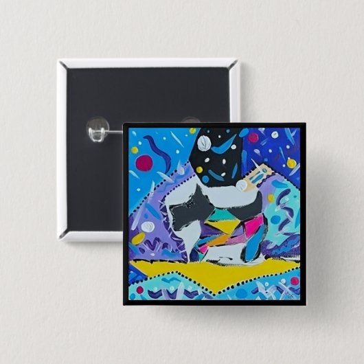 Vierkante Button met Schnauzer (Voorkant /achterkant)