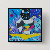 Vierkante Button met Schnauzer (Voorkant)