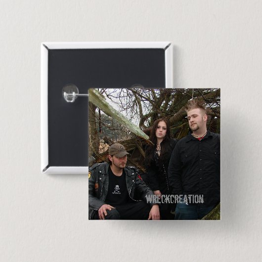 Vierkante Button met Wreckcreation Band-foto (Voorkant /achterkant)