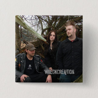 Vierkante Button met Wreckcreation Band-foto
