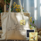 Vierkante button | Schattig konijn bedrijf zonnebl