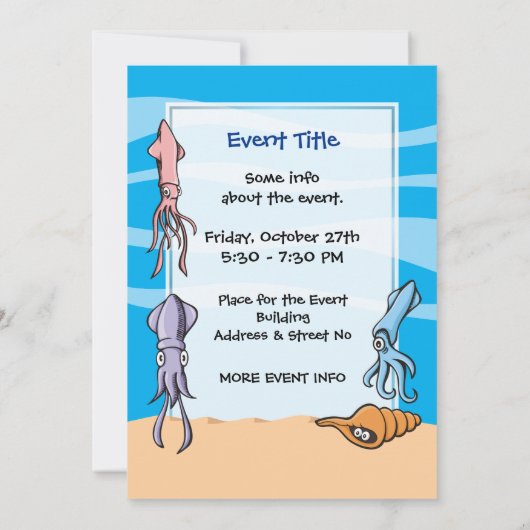 Vierkante Cartoons uitnodiging (Achterkant)