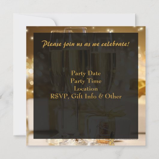 Vierkante Champagne Sparkle Golden 50e verjaardag Kaart (Achterkant)