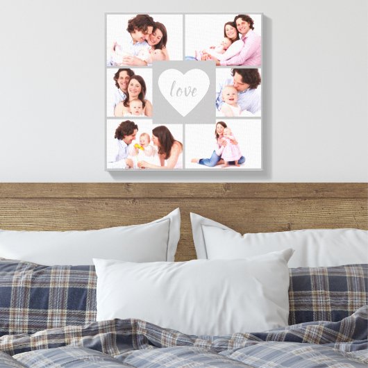 Vierkante collage aangepaste foto canvas afdruk (Insitu (Slaapkamer))