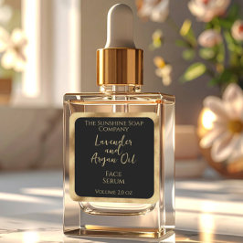 Vierkante cosmetica productlabel - zwart & goud sticker