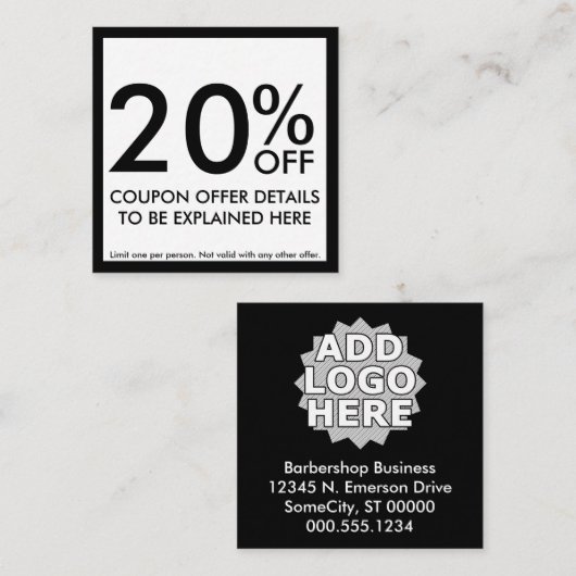 vierkante coupon (Voorkant / Achterkant)